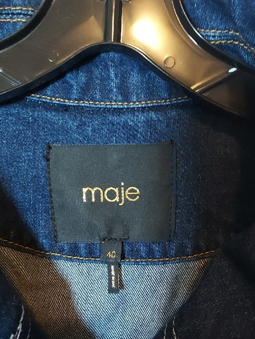 Maje Denim Jacket With Crochet Hook Finishes Size 40 US Sz Large - Picture 8 of 16